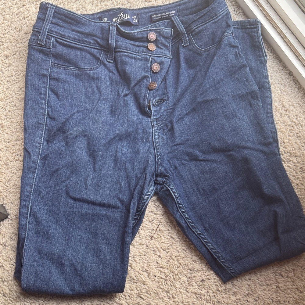 Hollister Women's Skinny Jeans - Dark Blue